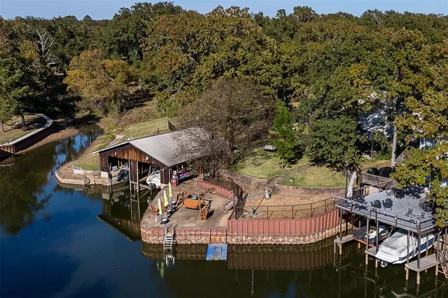 an outdoor space with seating area