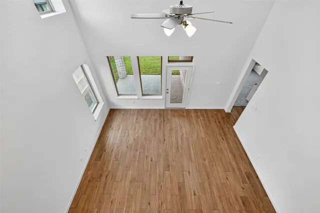 an empty room with windows