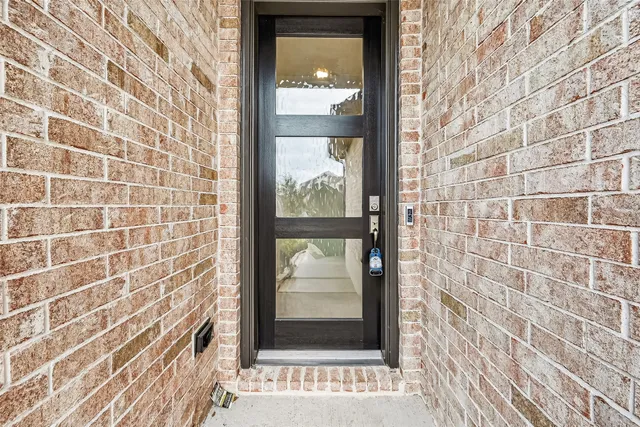 a view of a glass door with glass door