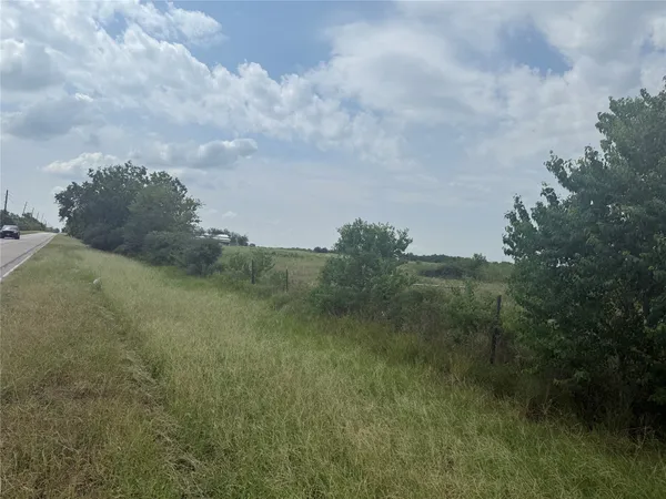 a view of a field of grass and trees