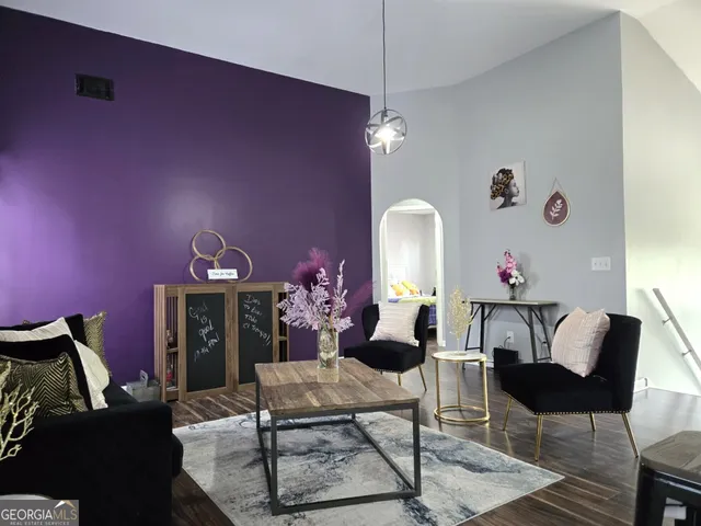 a living room with furniture