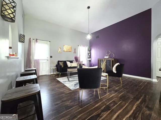 a living room with furniture