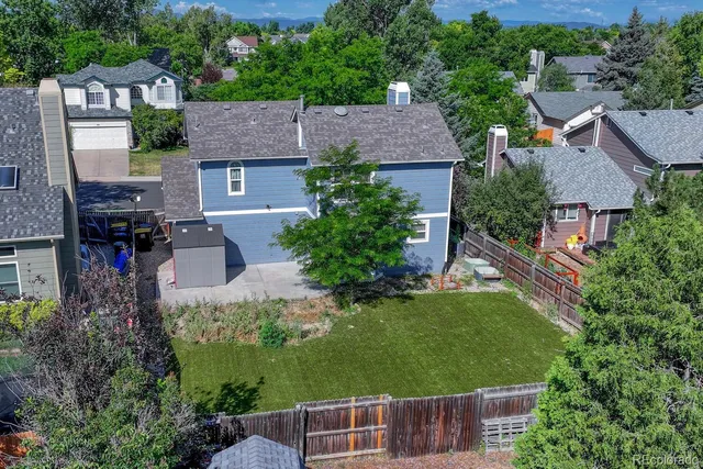 an aerial view of a house