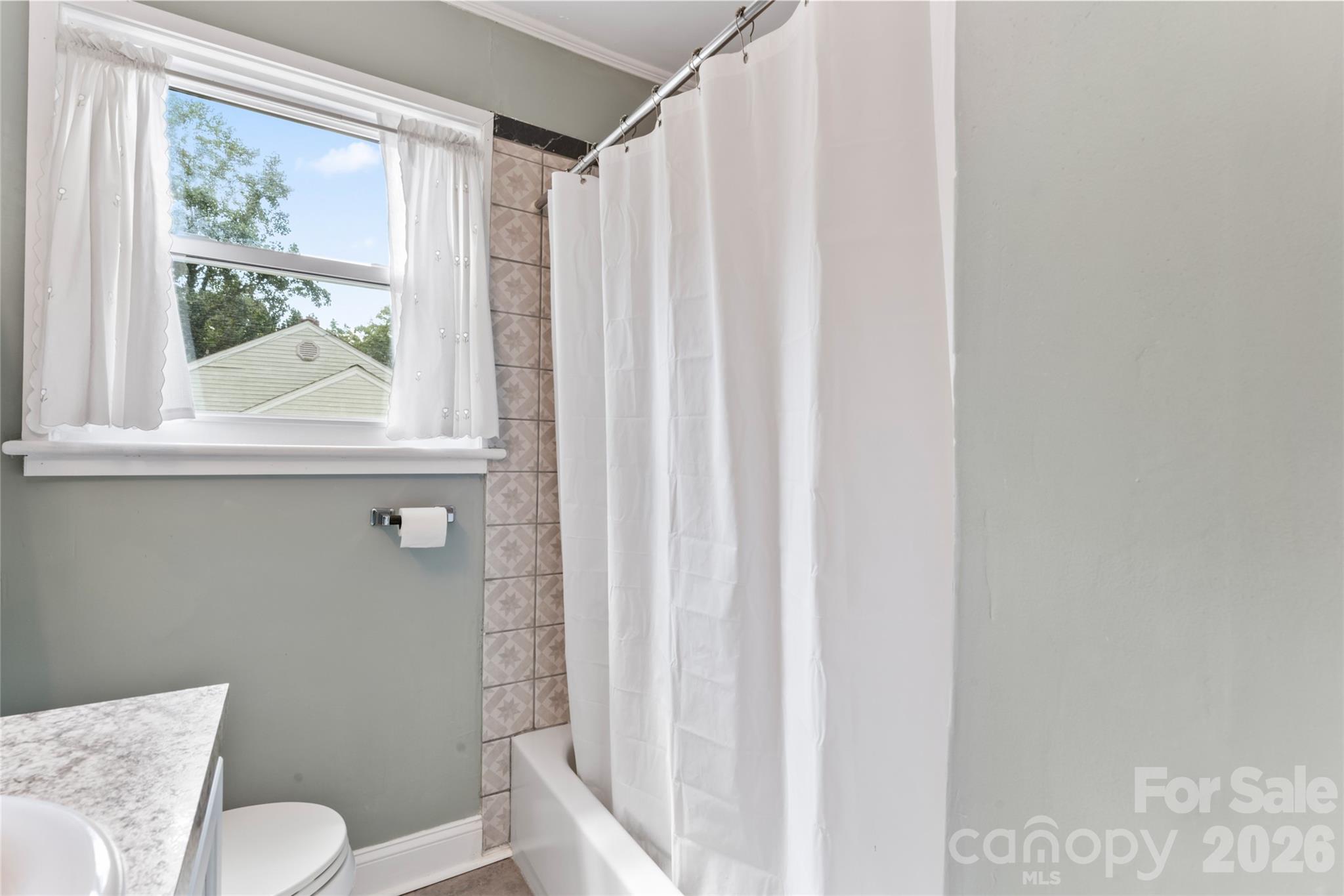 223 Wiley Avenue York, SC 29745 - Photo 23 of 40 a bathroom with a toilet and a shower curtain