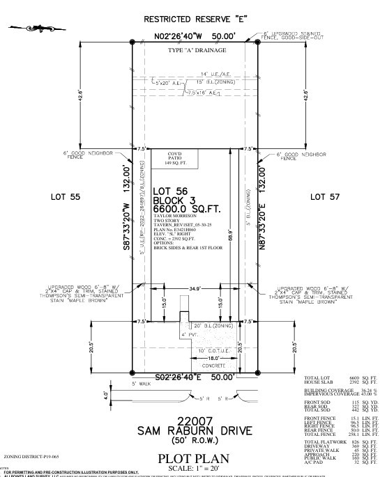 22007 Sam Raburn Drive Tomball, TX 77375 - Photo 32 of 33 22007 Sam Raburn Drive Preliminary Plot Plan