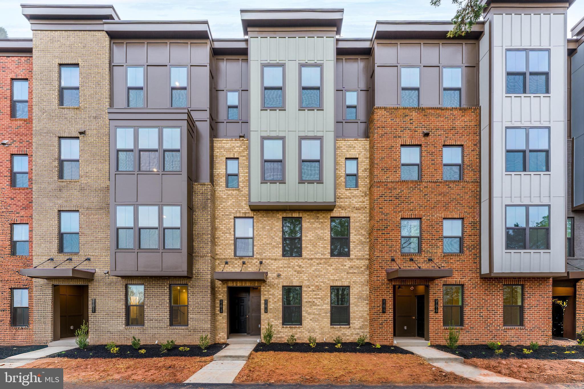 a front view of a multi story building