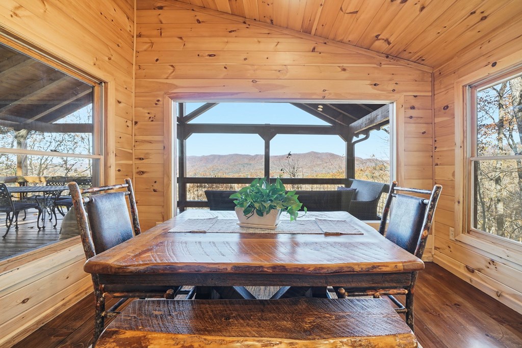 478 Cohutta Mountain Road Blue Ridge, GA 30513 - Photo 9 of 47 a view of a dining room with furniture window and wooden floor