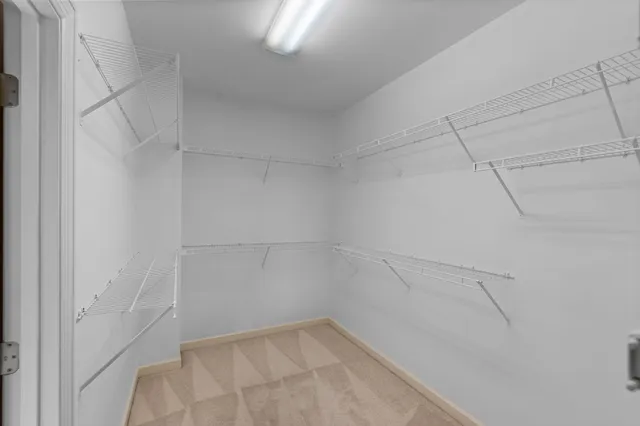 a view of a room with racks on the wall