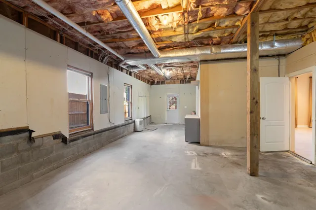 a view of a room with storage