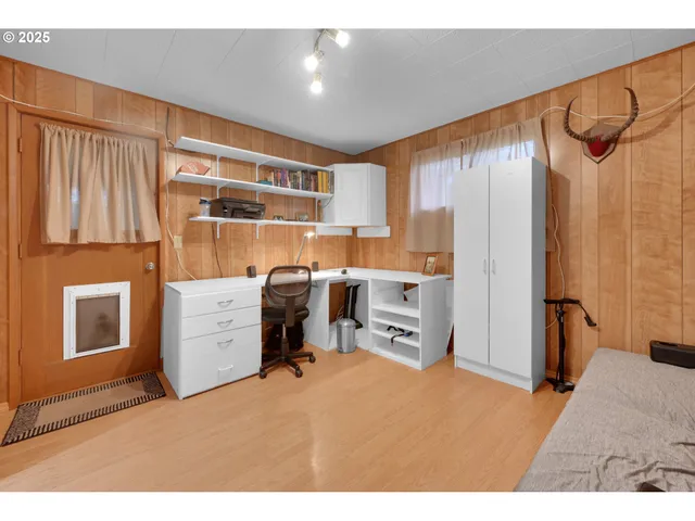 a storage room with washer and dryer
