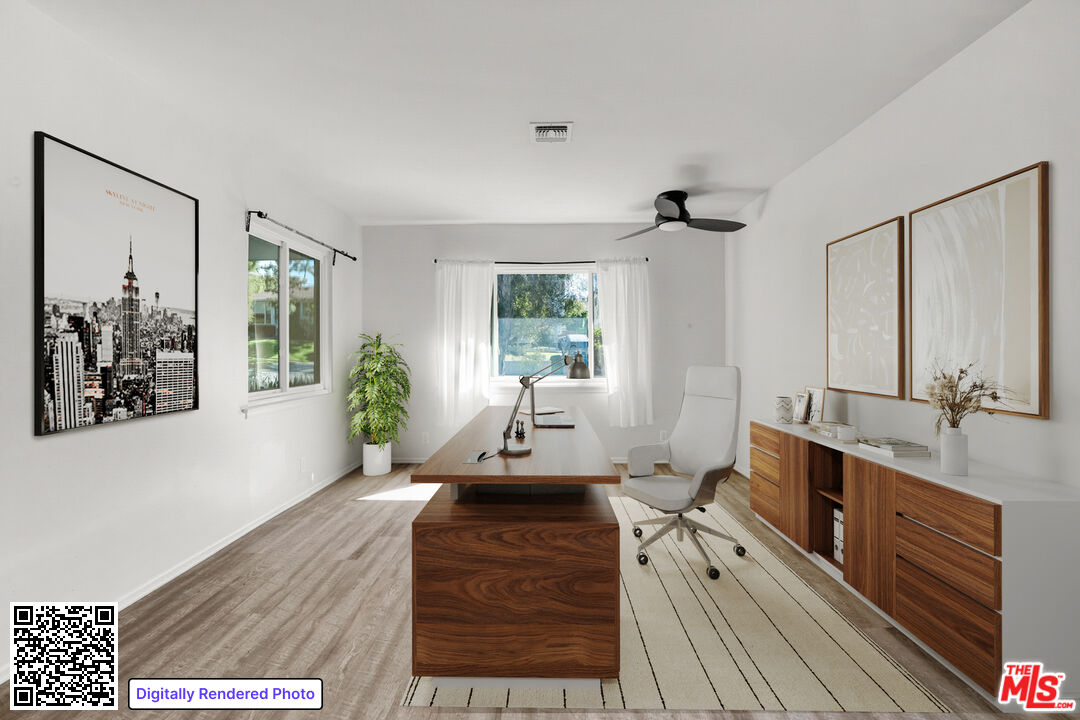 1617 Reeves Street Los Angeles, CA 90035 - Photo 26 of 55 a spacious bathroom with a double vanity sink a mirror a window and a shower