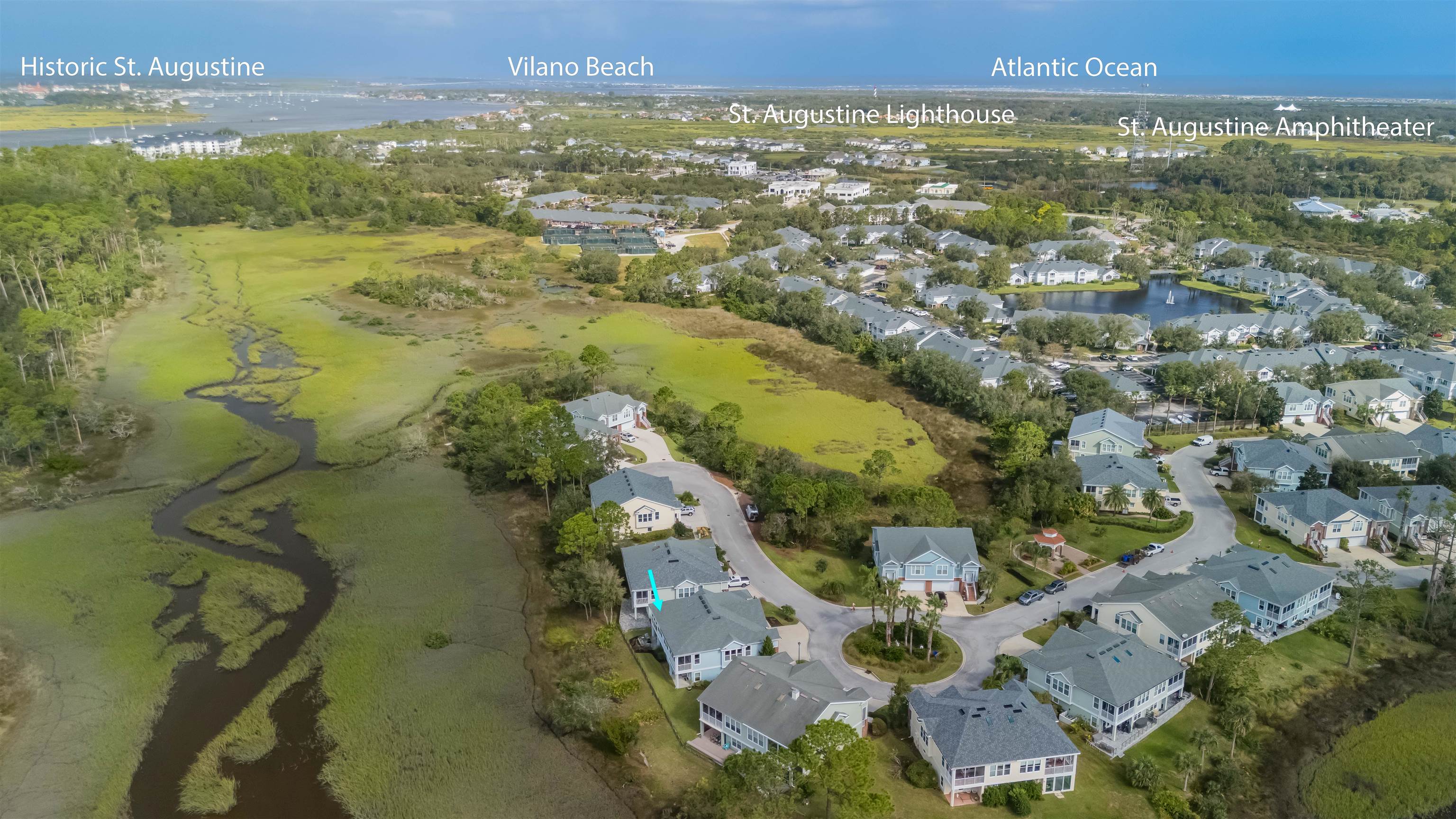 223 Sunset Point St. Augustine, FL 32080 - Photo 6 of 74 an aerial view of residential houses with outdoor space and swimming pool