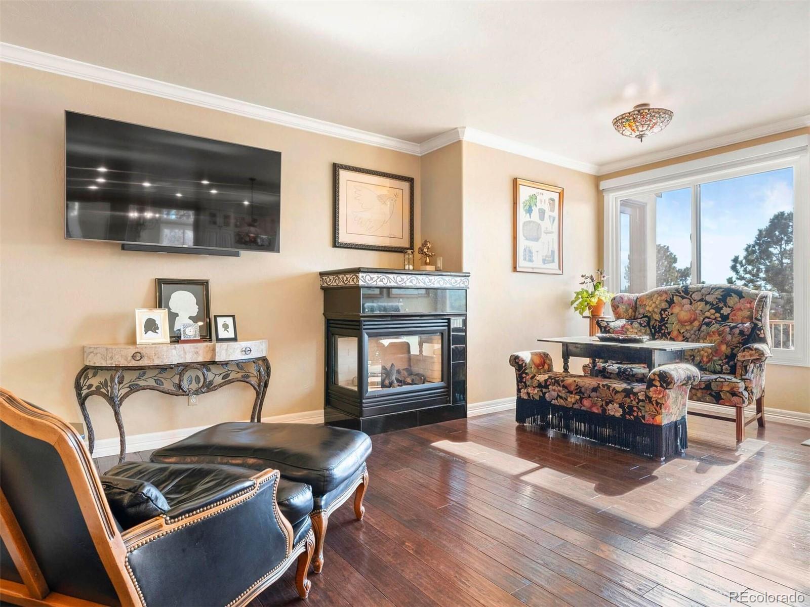2124 Ridge Plaza Drive Castle Rock, CO 80108 - Photo 24 of 50 a living room with furniture and a fireplace