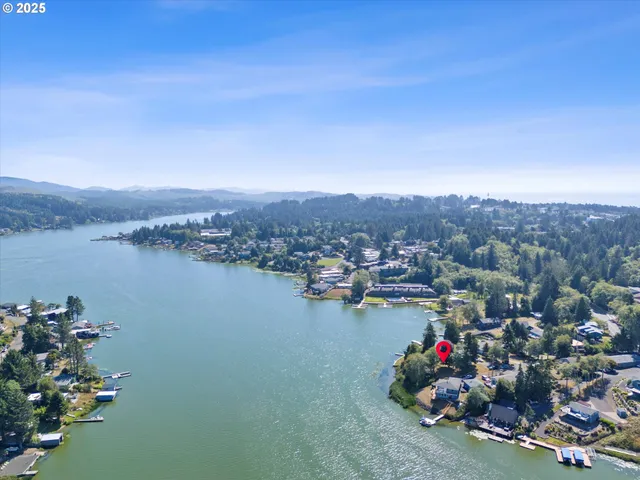 a view of a lake with a houses