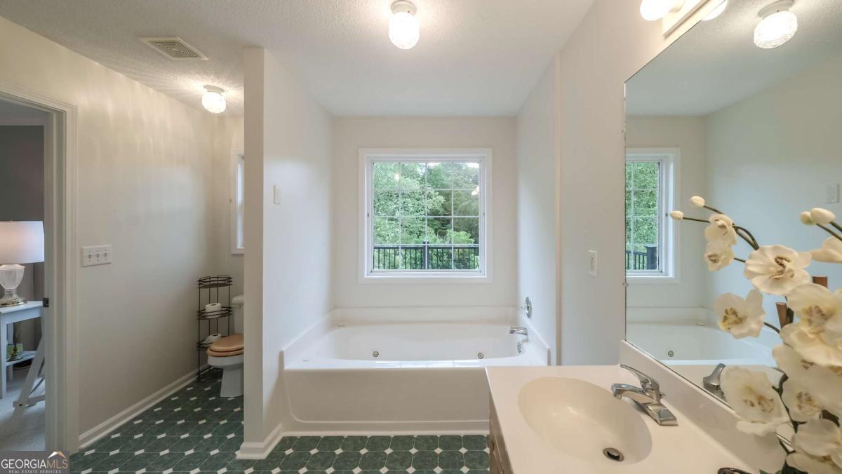45 Buell Jones Road Carrollton, GA 30117 - Photo 28 of 60 a bathroom with a bathtub a sink a window and a shower