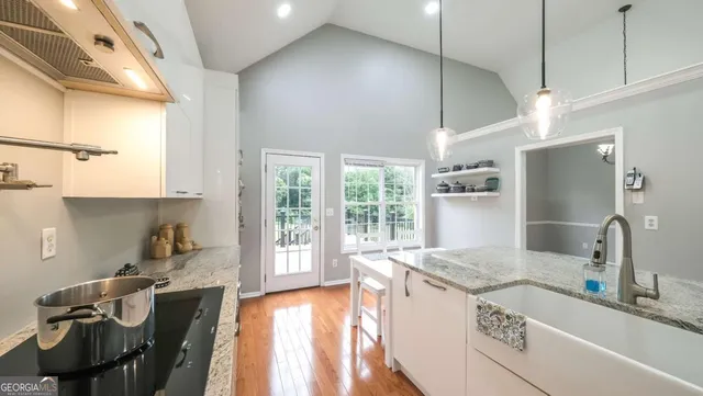 a view of window and cabinets