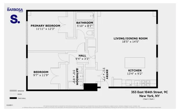 $850,000 | 353 East 104th Street, Unit 9C | East Harlem