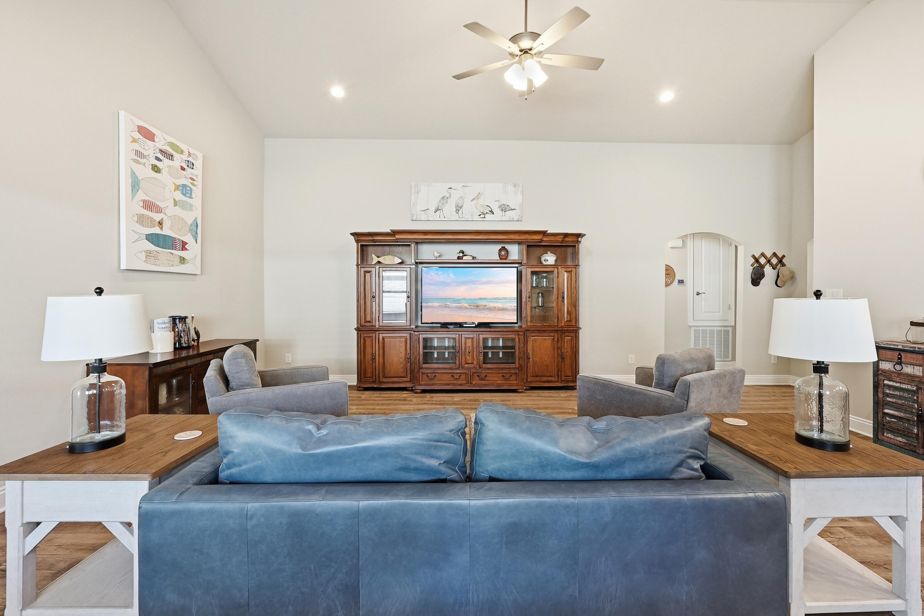 7434 Gordon Evans Road Navarre, FL 32566 - Photo 6 of 51 a living room with furniture and a fireplace