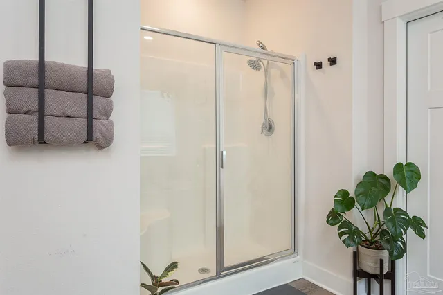 a bathroom with a shower