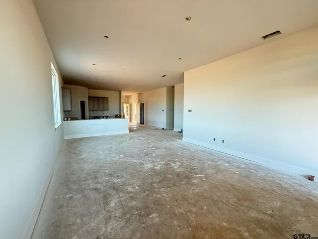 a view of a big room with closet and windows