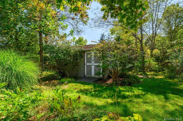 a view of a lush green space