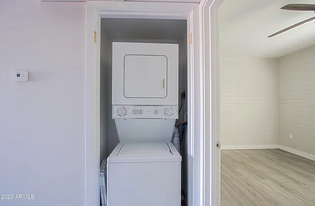 a utility room with a washer and dryer