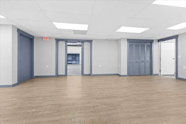 an empty room with windows