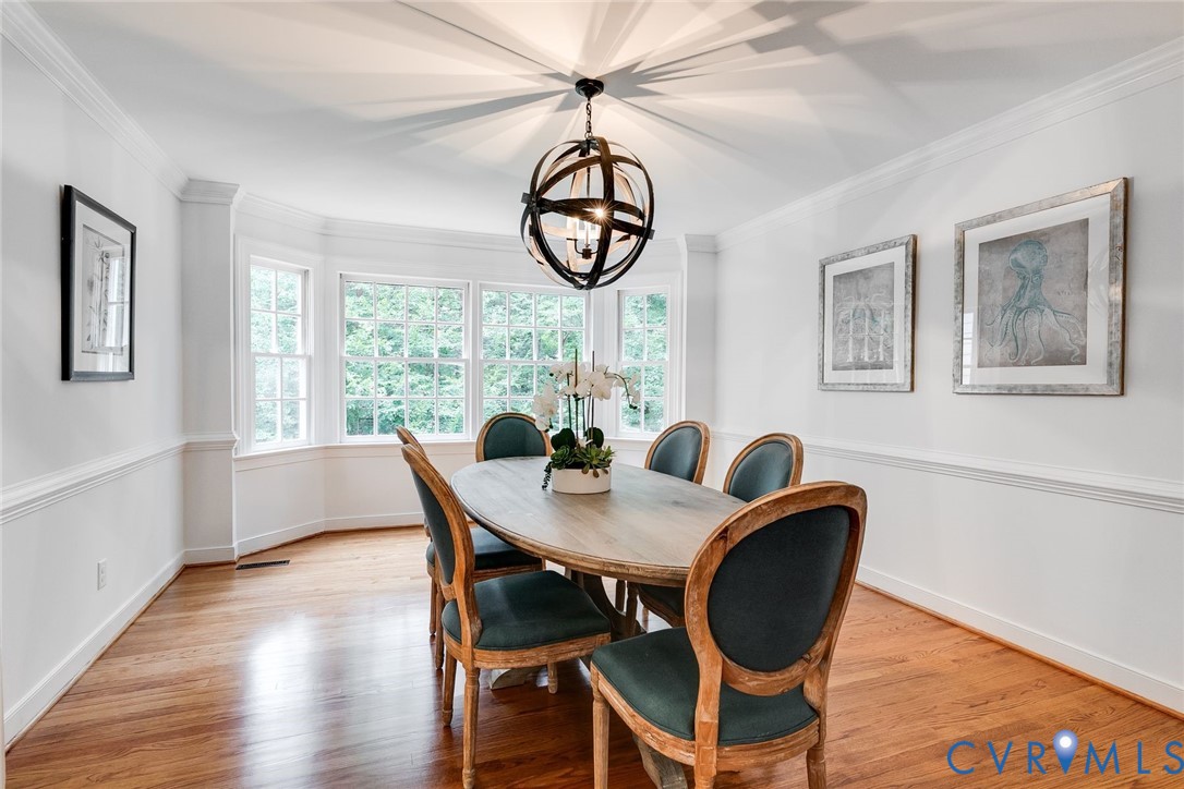 Dining room featuring newly refinished hardwood fl