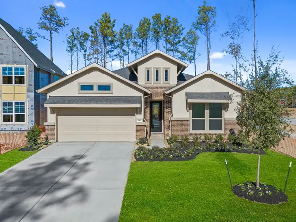 a front view of a house with a garden and plants