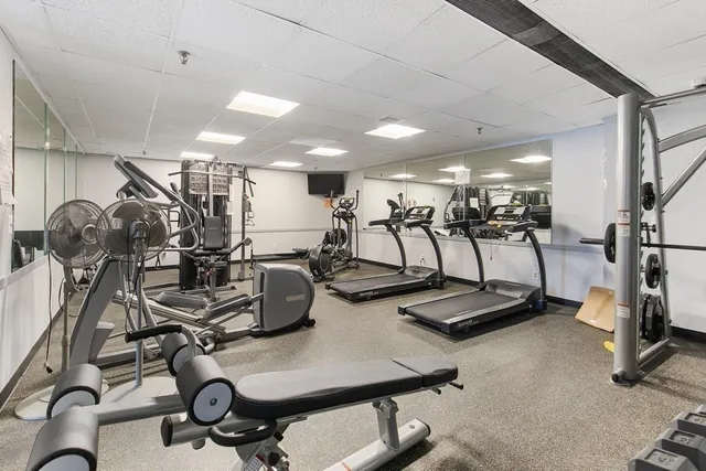 a view of a room with gym equipment