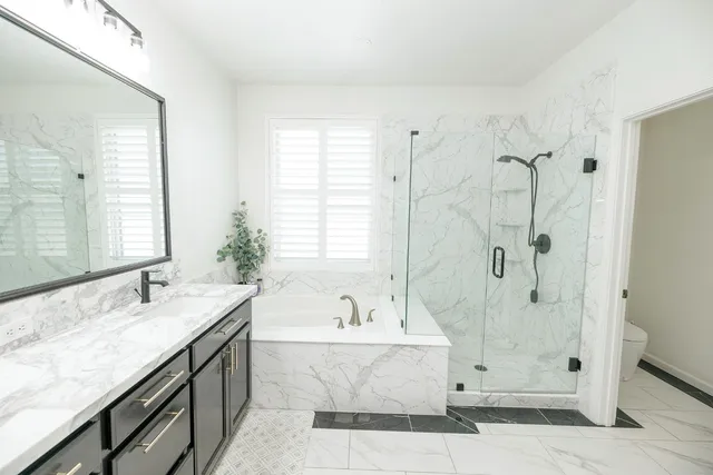 a view of backyard with seating area