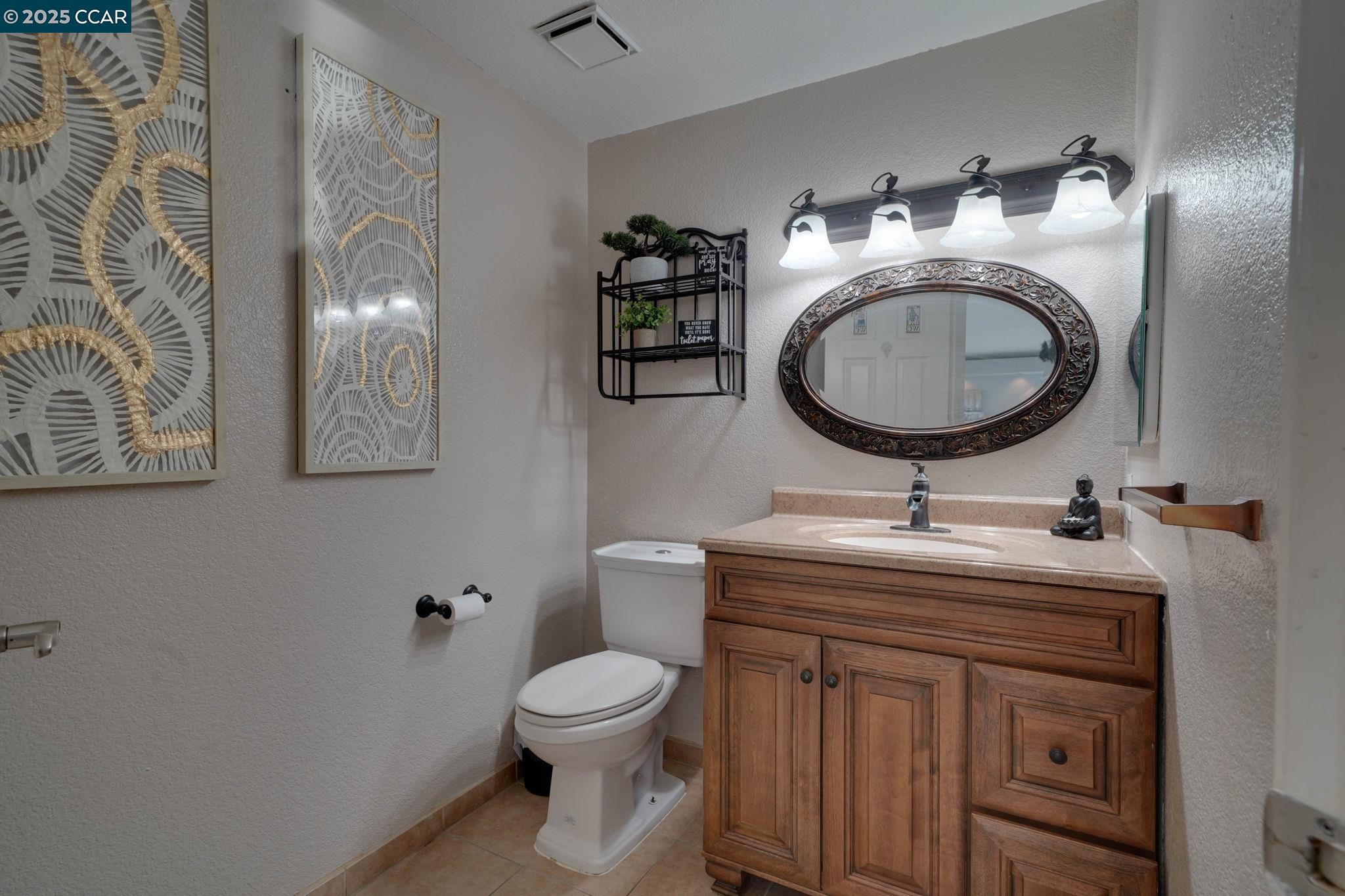 1210 Snow Ridge Court Modesto, CA 95351 - Photo 33 of 43 a bathroom with a toilet a sink and mirror