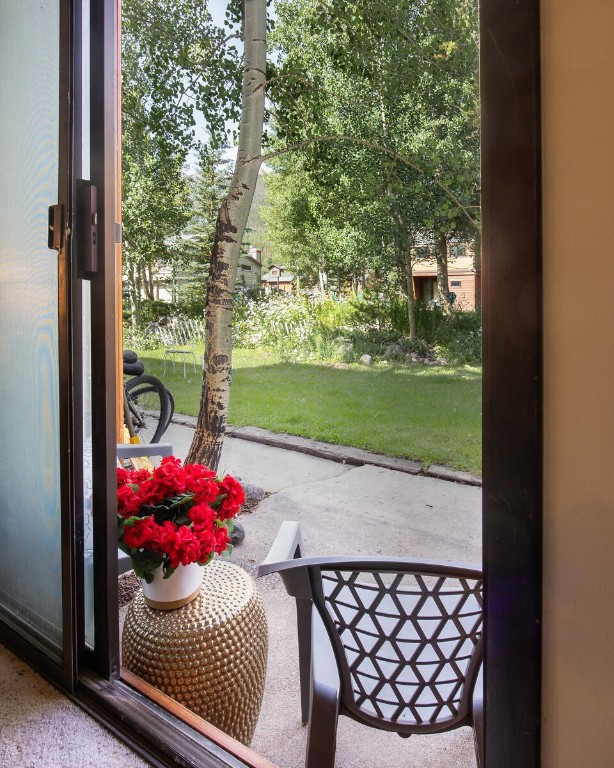 510 Pitkin Street, Unit C4 Frisco, CO 80443 - Photo 21 of 41 a view of a porch with furniture and garden