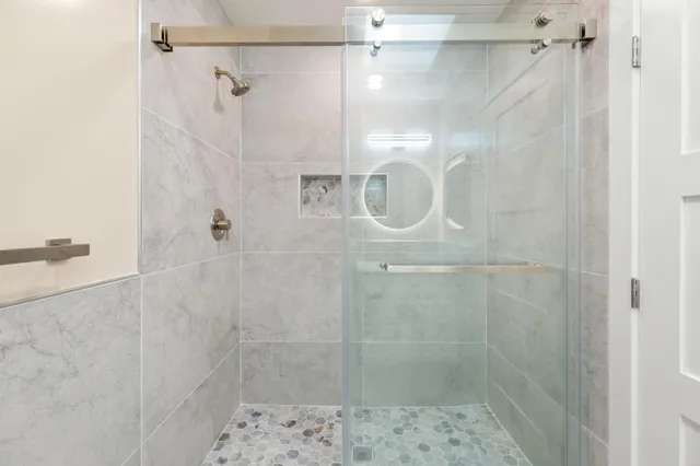 a bathroom with a shower