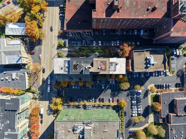 an aerial view of a city