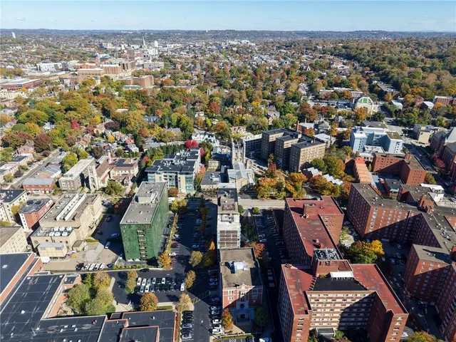 an aerial view of a city with lots of residential buildings