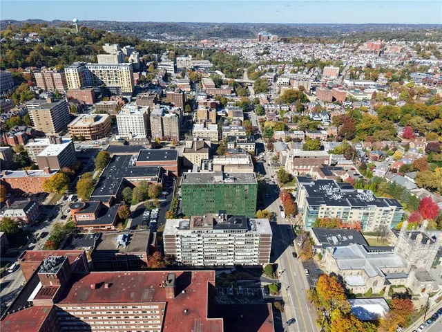 an aerial view of a city