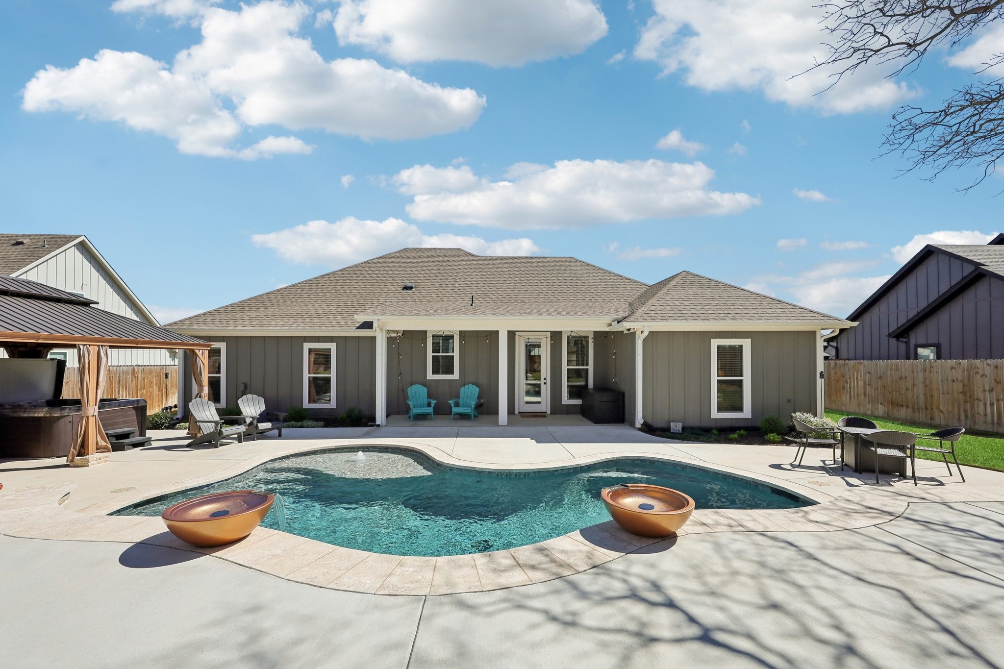 2032 Rattler Way Tolar, TX 76476 - Photo 33 of 49 a front view of a house with swimming pool and furniture