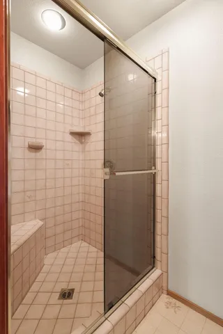 a bathroom with a shower