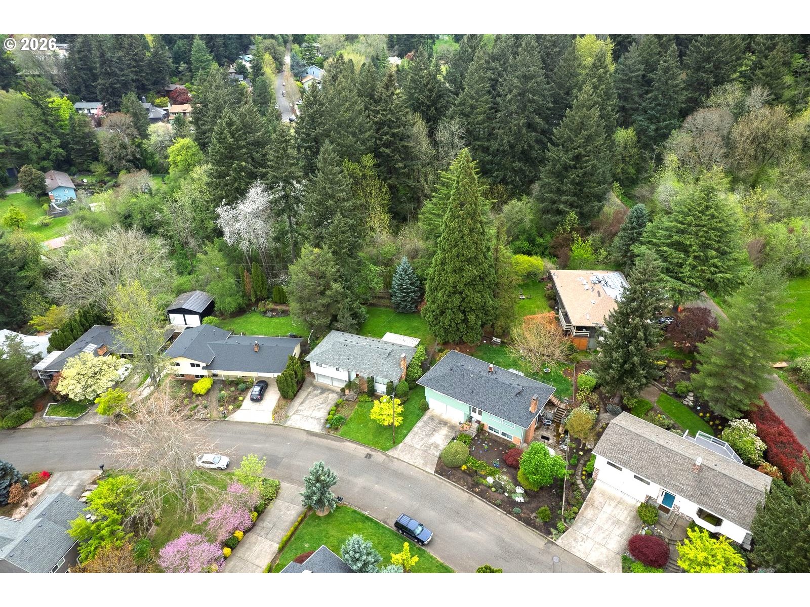5815 Southwest Huddleson Street Portland, OR 97219 - Photo 29 of 35 an aerial view of a house with a yard basket ball court and outdoor seating