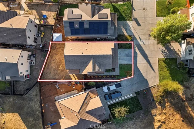 an aerial view of a house