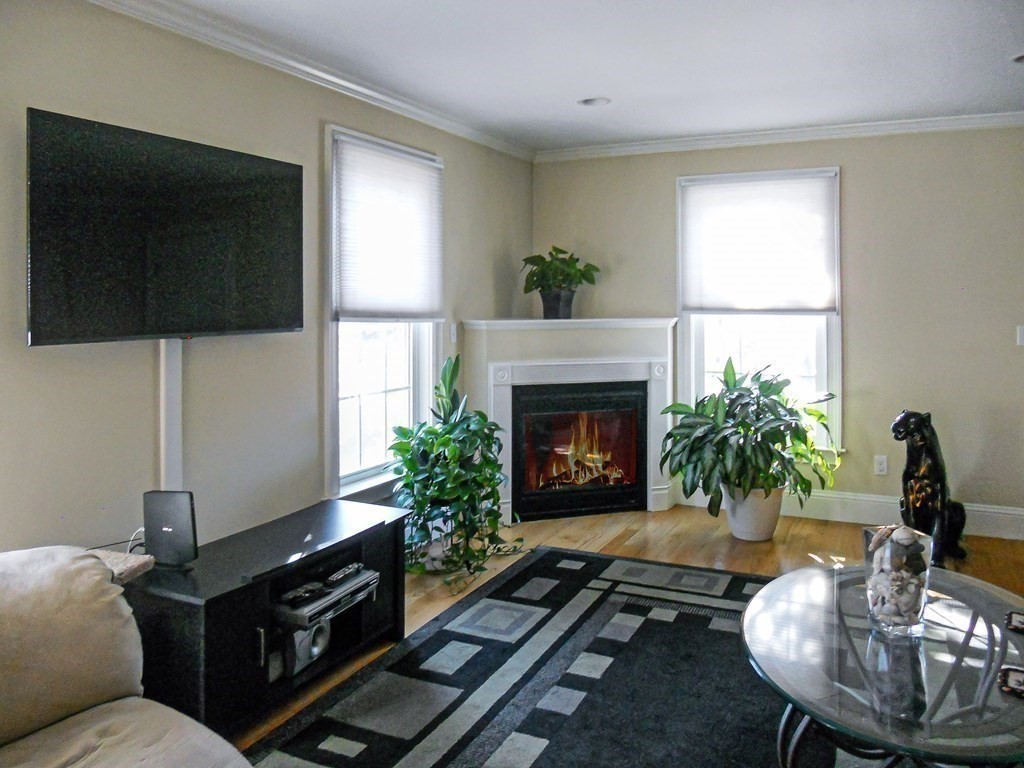 171 North Main Street, Unit 171 Natick, MA 01760 - Photo 2 of 15 a living room with furniture a flat screen tv and a fireplace