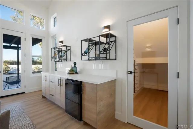 a view of dining room with furniture and window