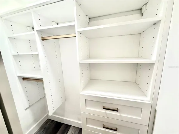 a close up view of a dresser