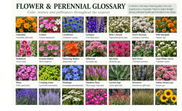 1251 Sage Ridge Road Sandy, UT 84094 - Photo 59 of 60 Flower & Perennial Glossary. Displaying various flowering plants and groundcovers suitable for the property's climate