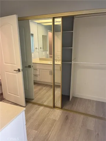 a view of walk in closet with empty racks