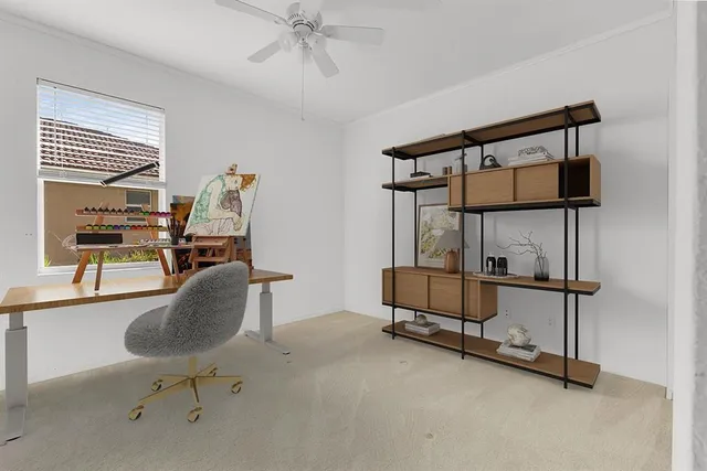 a bedroom with furniture and a window