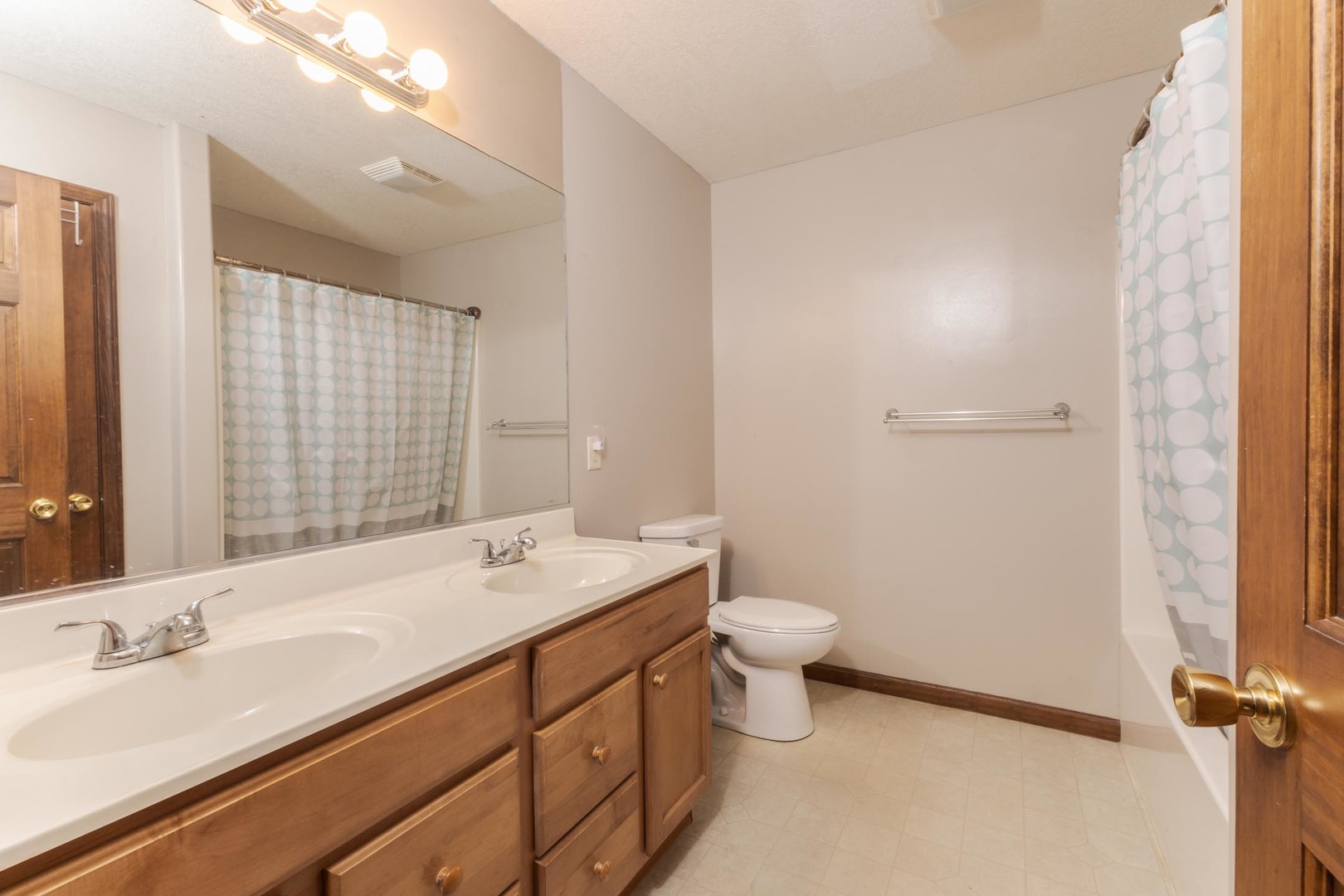 3250 Topaz Road Normal, IL 61761 - Photo 35 of 54 a bathroom with a double vanity sink toilet and a mirror