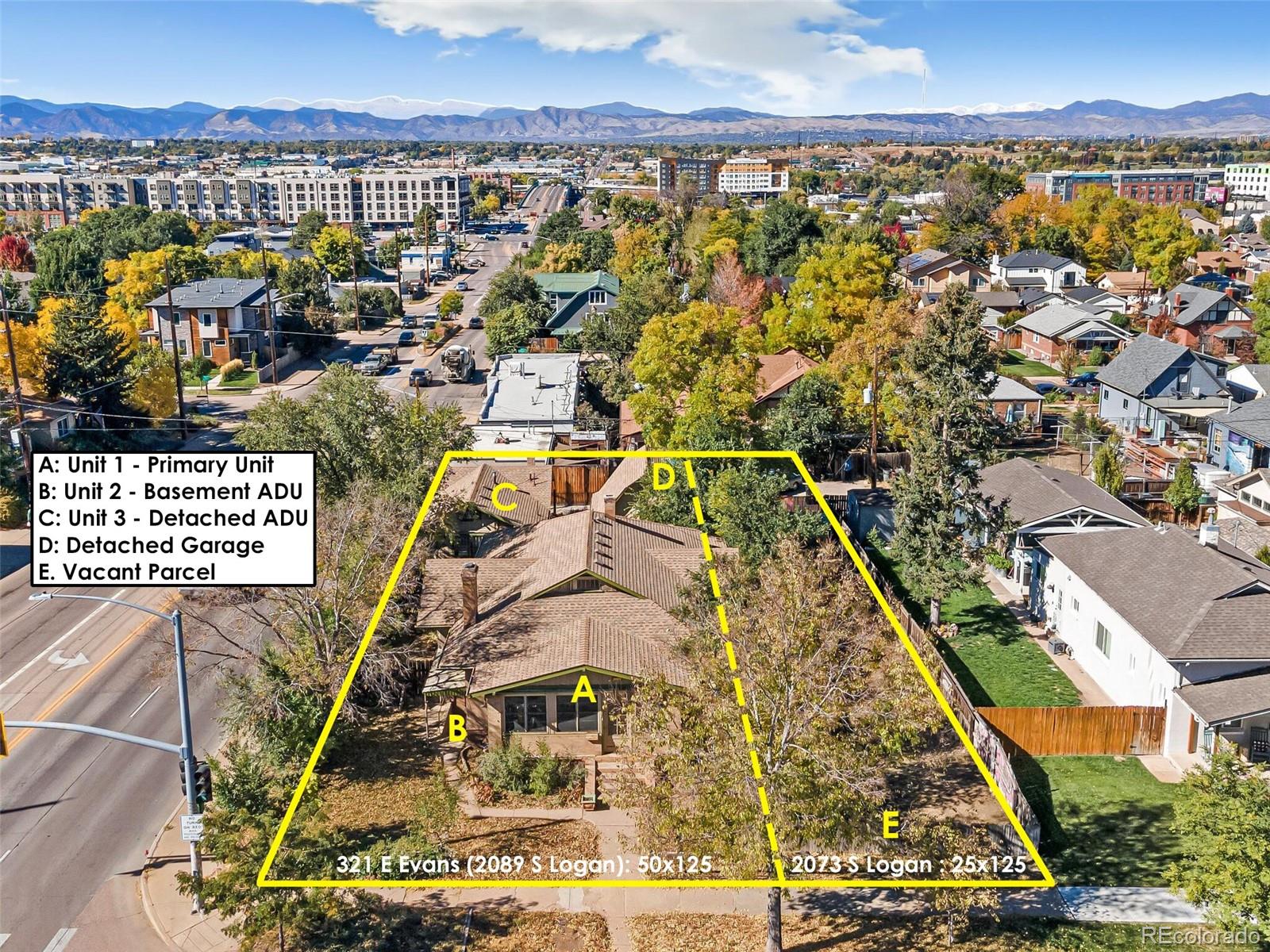 an aerial view of multiple house