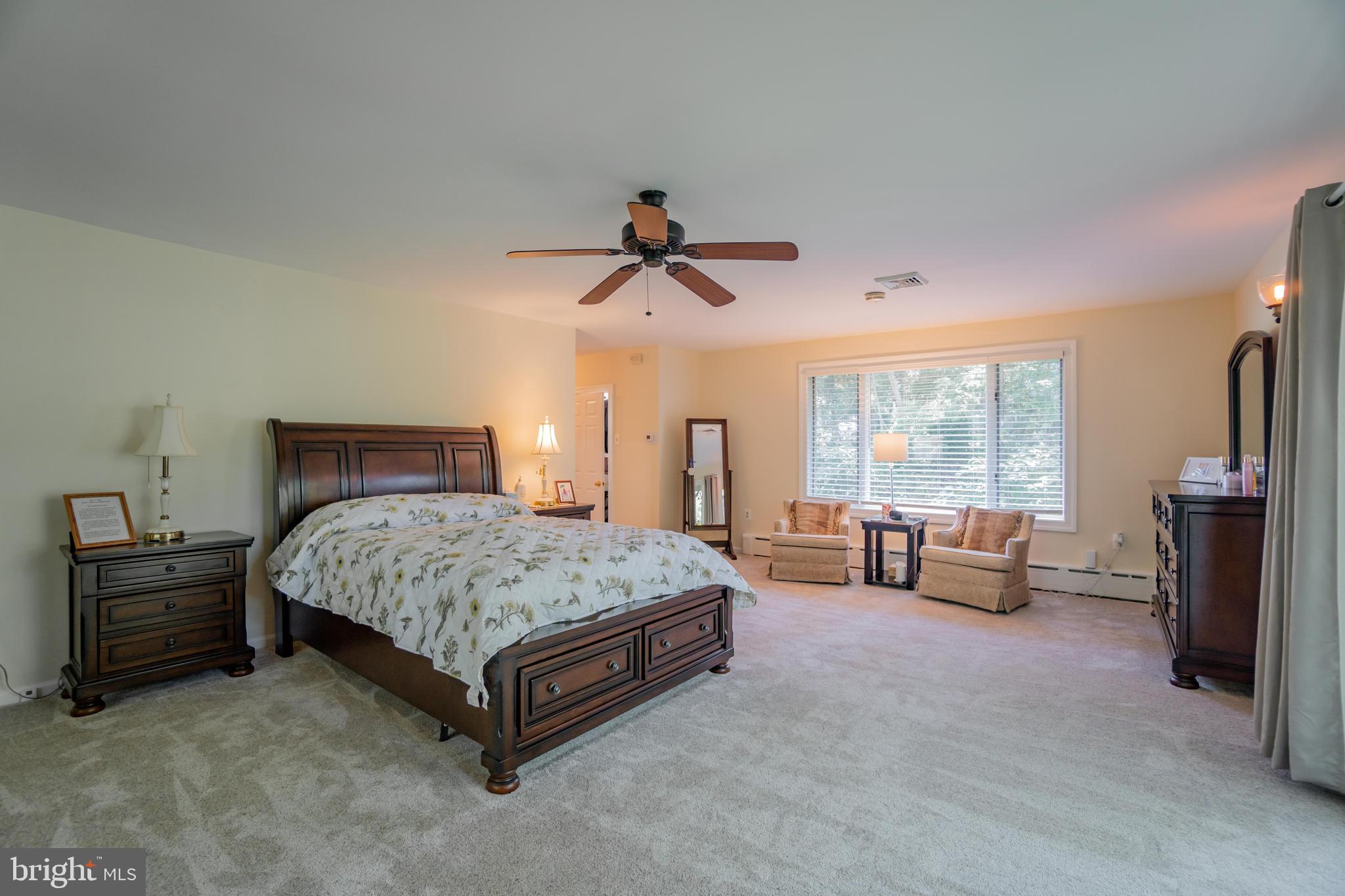 285 Shoemaker Road Huntingdon Valley, PA 19006 - Photo 17 of 46 a spacious bedroom with a bed and a chandelier